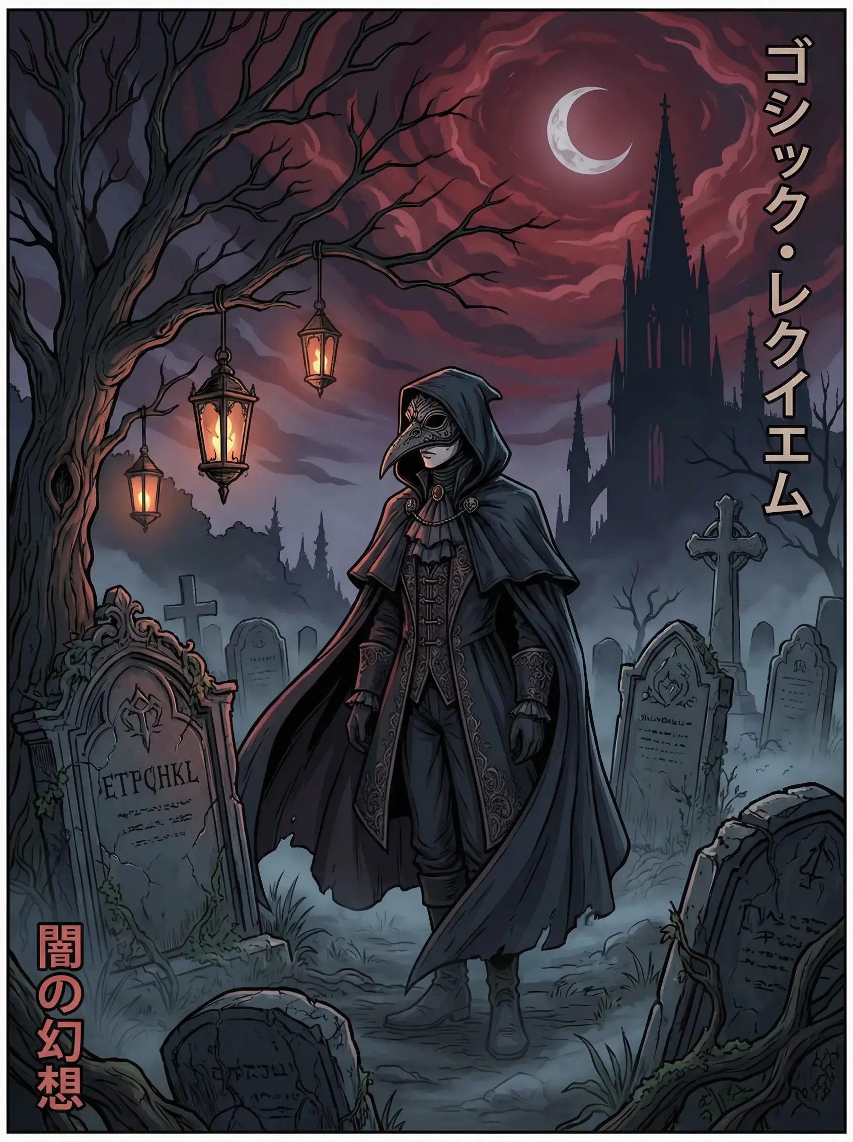 同人动漫 墓园安魂曲 暗黑哥特动漫封面